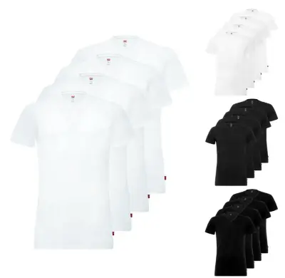👕 4er Pack Levi’s Herren T-Shirts: Crew Neck u. V-Neck für 37,99€ (statt 45€)