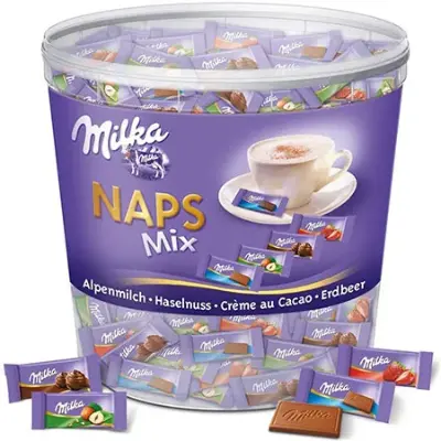 🍫 1Kg Milka Naps Mix Dose mit 4 Sorten für 21,39€ (statt 26€)
