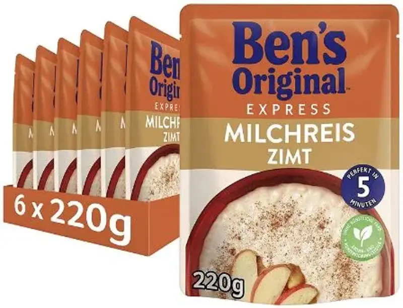 1,32kg 🍚 6x Ben’s Original Express Milchreis Zimt ab 6,45€ (statt 14€) – 1,08€ pro Packung