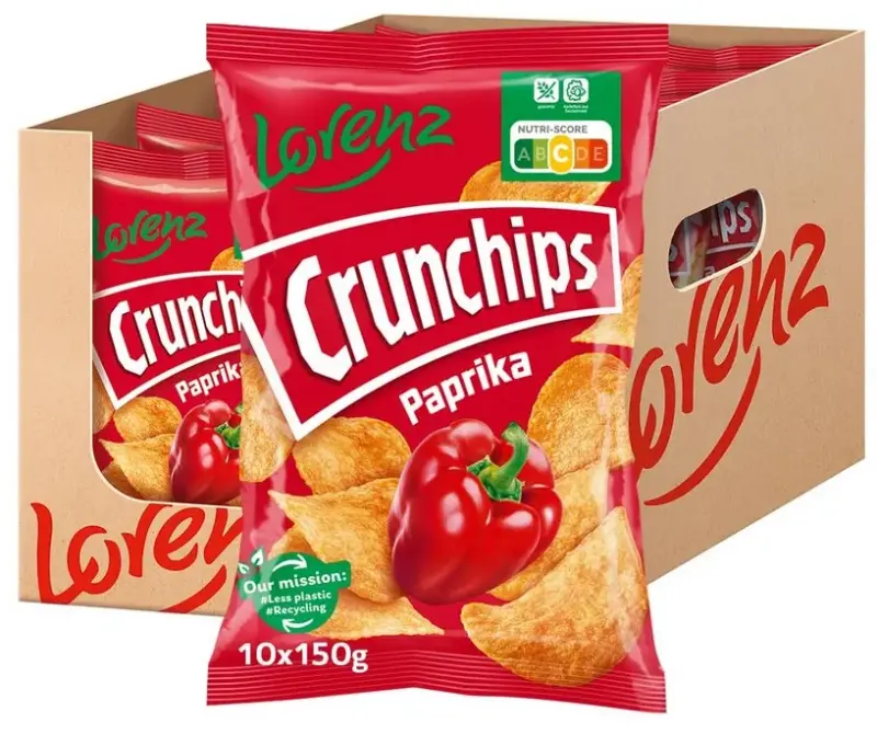 🔥 Fehler? 🥔 1,5Kg! 10x Lorenz Snack World Crunchips Paprika, je 150g ab 8,95€ (statt 20€)