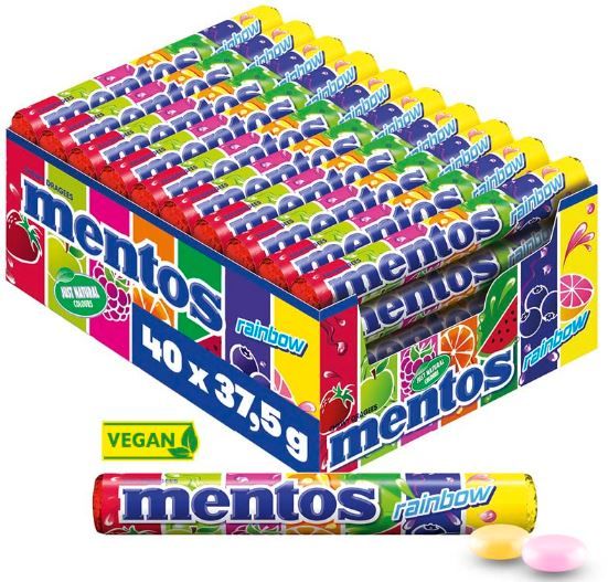 1,48 Kg! 40er Pack Mentos Rainbow Kaubonbons ab 15,99€ (statt 25€) – nur 0,39€ pro Rolle