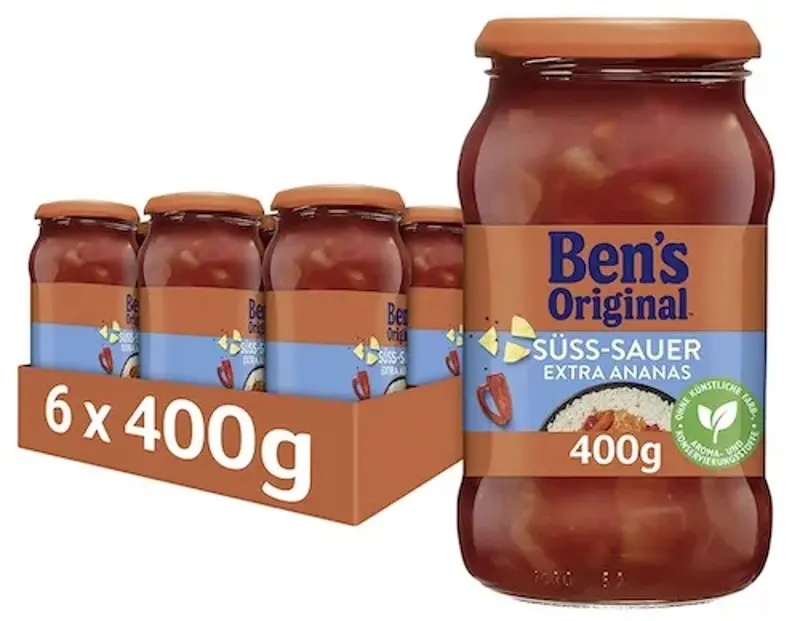 🍚 6x Ben’s Original Sauce Süß-Sauer und extra Ananas ab 10,55€ (statt 17€) – 1,76€ je Flasche