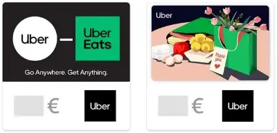 🚗 Amazon: 15% Rabatt auf Uber & Uber Eats Geschenkkarten