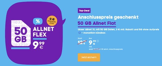 TOP 🔥 Blau Allnet-Flat im o2-Netz mit 70GB 5G für 9,99€ mtl.