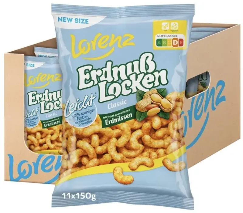 1,65kg! 🥜 11x Lorenz Snack ErdnußLocken leicht je 150g ab 16,33€ (statt 25€)