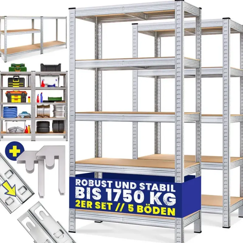 2x Monzana Schwerlastregal 180x90x40cm + Befestigungsmaterial für 37,65€ (statt 54€) 18,88€/Stück