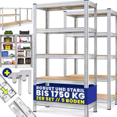 2x Monzana Schwerlastregal 180x90x40cm + Befestigungsmaterial für 37,65€ (statt 54€) 18,88€/Stück