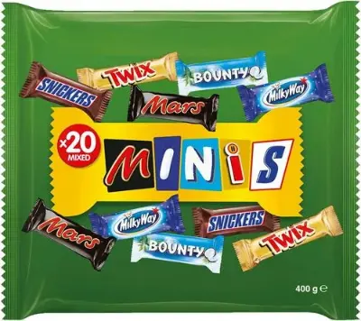 🍫 400g Mixed Minis Beutel mit Snickers, Mars, Bounty, etc. für 3,99€ (statt 7€)