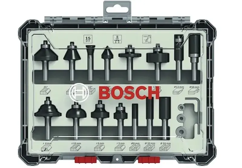 🧑‍🔧 Bosch Professional 15tlg. Fräser Set für 45,99€ (statt 58€)
