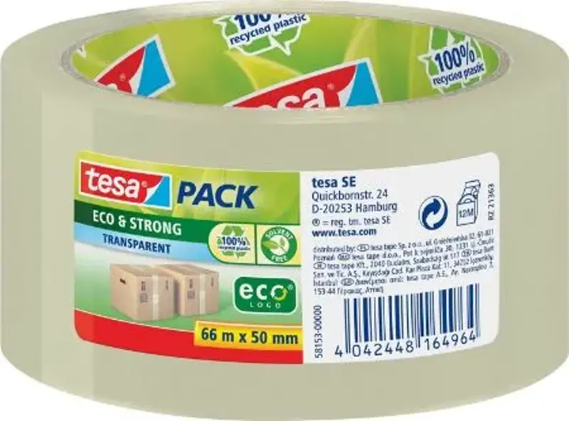 🩹 tesapack Eco & Strong Umweltschonendes Paketband, 66m x 50mm ab 3,75€ (statt 10€)