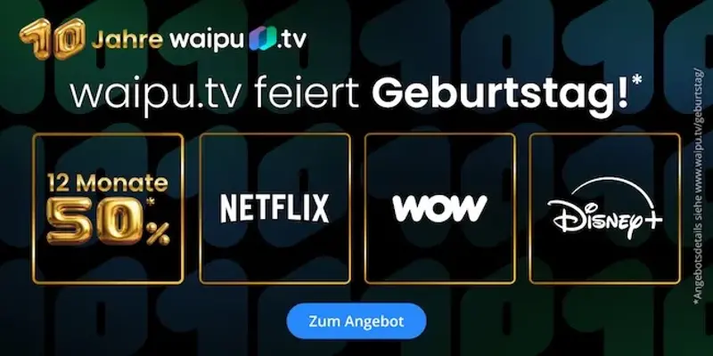 🔥 -50% auf ALLE Pakete 📺 waipu.tv Perfect Plus inkl. Pay-TV ab 3,24€ mtl. – auch mit Netflix, Disney+ uvm.