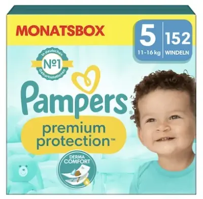 👶 152er Pack Pampers Baby Windeln, Größe 5 (11-16kg) ab 38,52€ (statt 53€)
