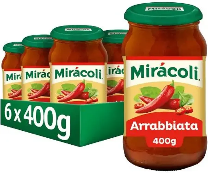 🍝 6er Pack Miracoli Pasta Sauce Arrabiata je 400g ab 12,37€ (statt 16€) – 2,06€ pro Glas