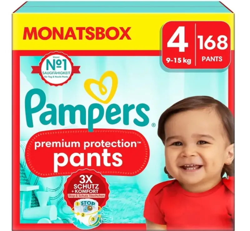💩 168x Pampers Baby Windeln Pants Größe 4 – 9kg bis 15kg ab 44,99€ (statt 64€)