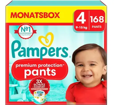 💩 168x Pampers Baby Windeln Pants Größe 4 – 9kg bis 15kg ab 44,99€ (statt 64€)