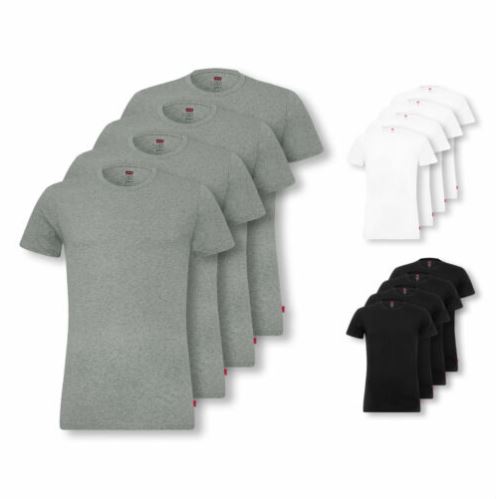 4er Pack Levi’s Herren Rundahls oder V-Ausschnitt T-Shirts Stretch Cotton (Grau, Schwarz oder Weiß) für 36,99€ (VG: 44,56€)
