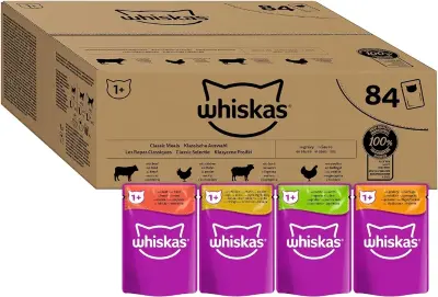 😺 Whiskas 1+ Katzennassfutter Klassische Auswahl 84 x 85g für 21,40€ (statt 31€)