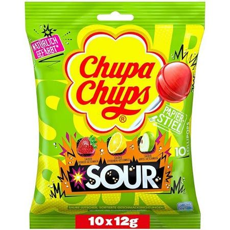 🍭 10er Pack Chupa Chups Sour Lutscher mit 3 Sorten ab 1,15€ (statt 2€)