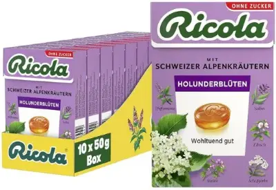🌿 10er Pack Ricola Holunderblüten Böxli Kräuter-Bonbons ab 14,24€ (statt 20€)