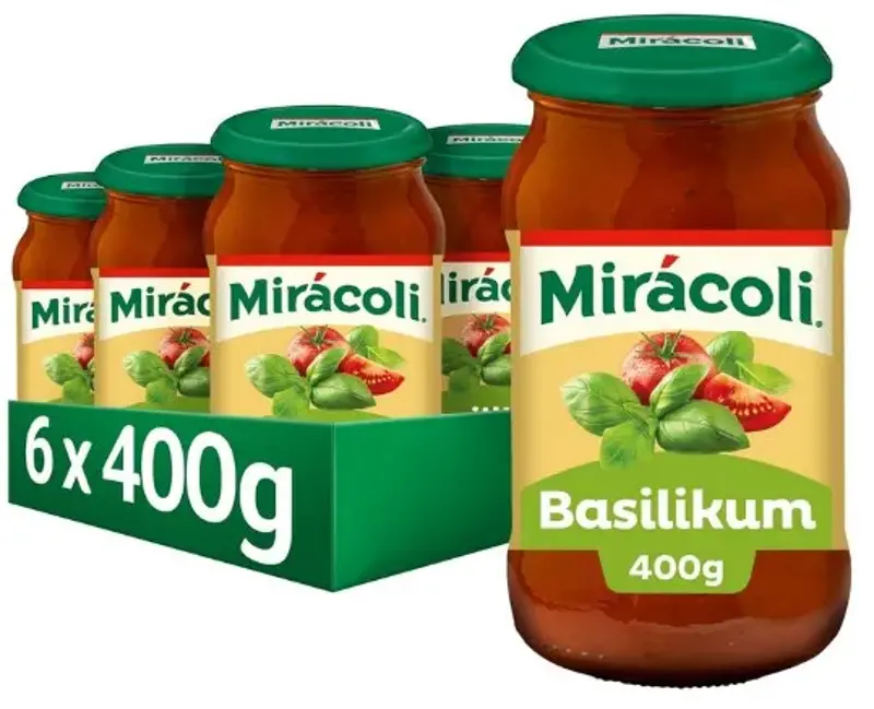 🌱🍅 6x MIRÁCOLI Pasta Sauce Basilikum (je 400g) ab 9,49€ (statt 16€) – 1,58€ pro Glas