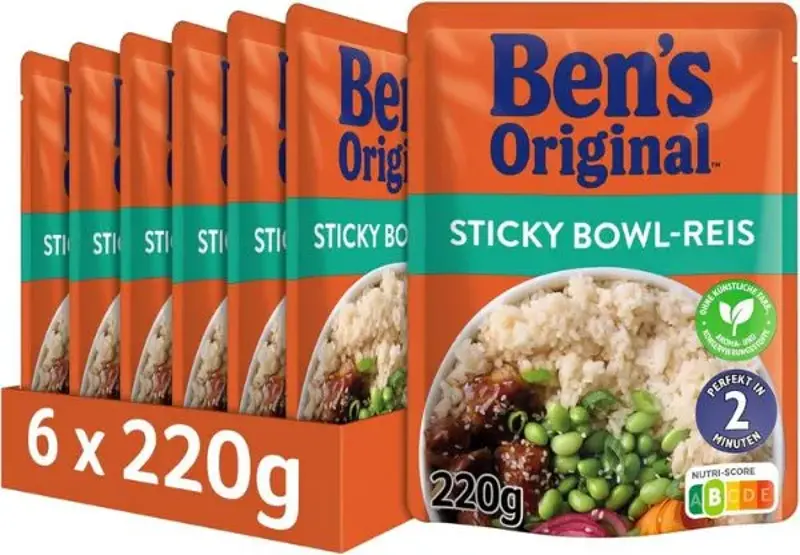 🍚 6x Bens Original Express Sticky Bowl-Reis, 220g ab 6,45€ (statt 14€)