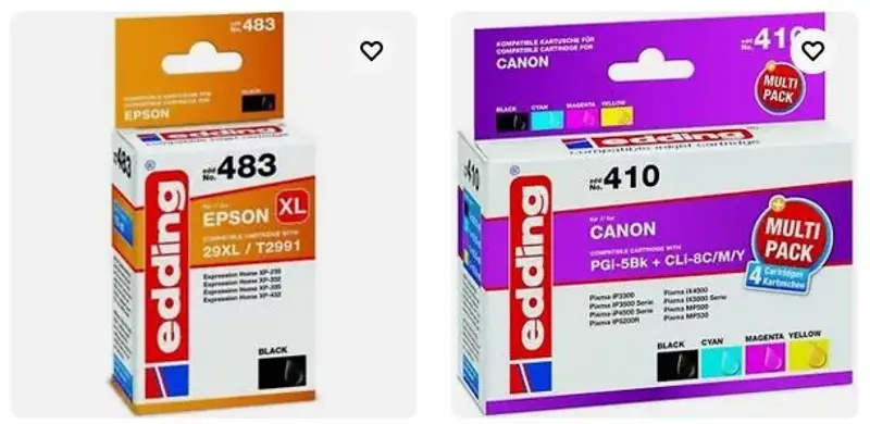 🖨️ Fehler? 10x Edding Druckerpatronen – Epson, HP, Canon, u.v.m. für 9,99€ (statt 100€)