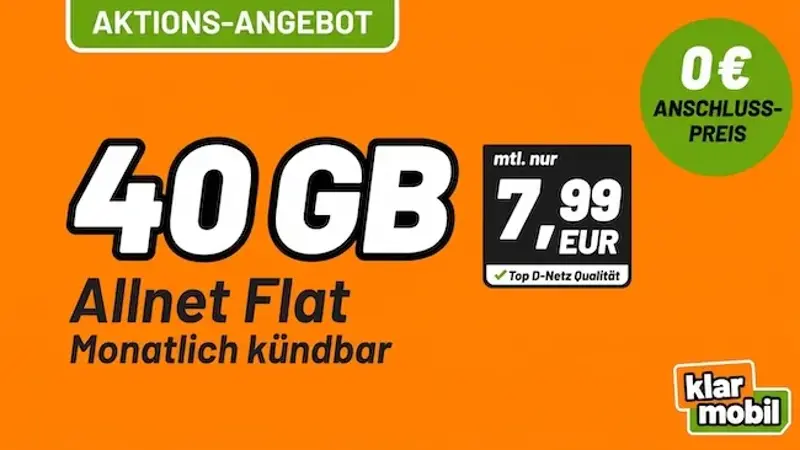 🚨 Vodafone Allnet-Flat mit 40GB für nur 7,99€ + monatlich kündbar