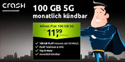 🔥 Crash Knaller 📱 Vodafone Allnet 100GB nur 11,99€ mtl. + monatlich kündbar