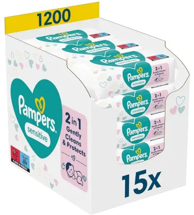 👶 15x 80er Pack Pampers Sensitive Feuchttücher ohne Duft ab 15,60€ (statt 23€)