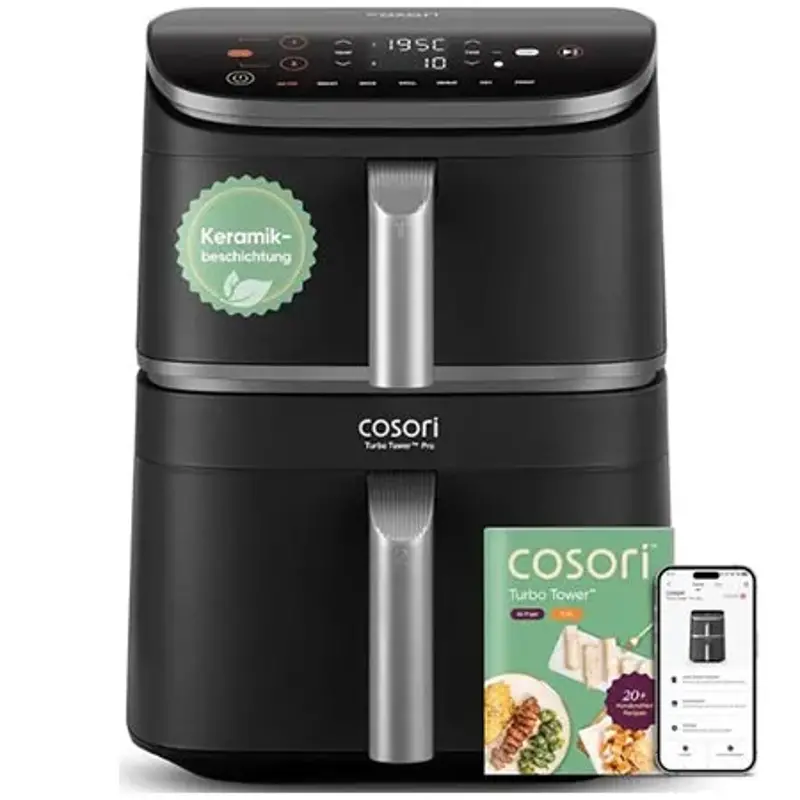 🍟 Cosori Turbo Tower Pro Smart Double Stack DualBlaze Airfryer, 10,8L für 237,99€ (statt 280€)