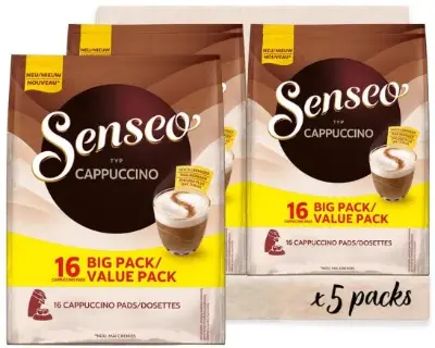 ☕ 5x 16er Pack Senseo Pads Cappuccino ab 26,59€ (statt 39€)