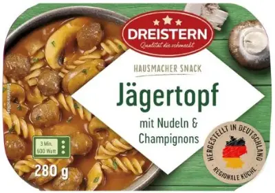 🍛 4x Dreistern Jägertopf mit Champignons & Nudeln, 280g ab 7,16€ (statt 10€)