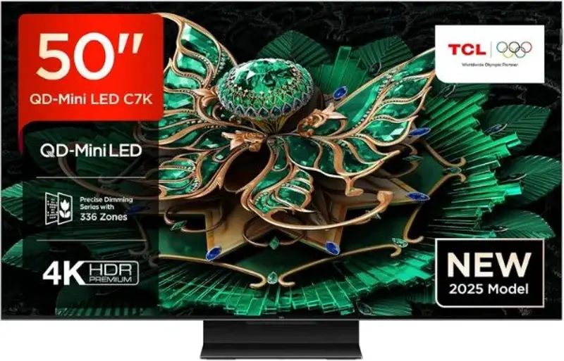 📺 TCL 50C7K 50″ QD-Mini LED 4K HDR TV mit 144Hz für 499€ (statt 579€)