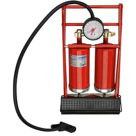 💨 Fischer 85582 Doppelzylinder Fußpumpe mit Manometer für 7,79€ (statt 15€)