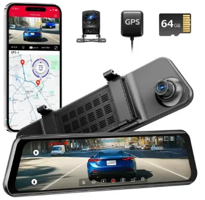 🚗 LINGDU 4K Rückspiegel Dashcam + Rückkamera, GPS & Speicherkarte für 69,99€ (statt 140€)