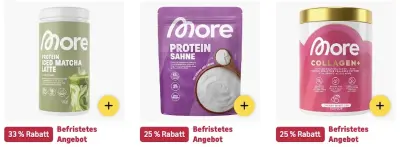 😋💪🏻 Amazon: MORE Produkte im Sale z.B. 750g Protein Sahne für 32,99€ (statt 40€)