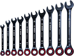 Bosch Professional 10 tlg. Ring Maulschlüssel Satz mit Ratschenfunktion (8-19 mm, Chrom Vanadium Stahl, Transporttasche) für 65,99€ (VG: 100,97€)