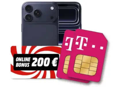 Gewinn! 🍏 Apple iPhone 17 Pro Max für 159€ + Telekom 50GB + 5GB für 54,98€ mtl. + 250€ Bonus