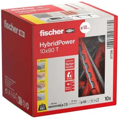 🧱 fischer HybridPower 10 x 90 T Dübel für höchste Tragfähigkeit für 9,12€ (statt 18€)