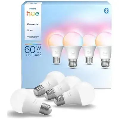 💡 4er Pack Philips Hue Essential Smart LED A60 Glühbirne für 49,99€ (statt 65€)