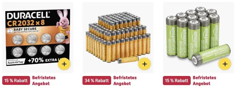 🔝🔋 Amazon: Energizer-, Varta- & Duracell-Batterien im Sale z.B. 18x Duracell Plus Batterien AAA für 13€ (statt 18€)