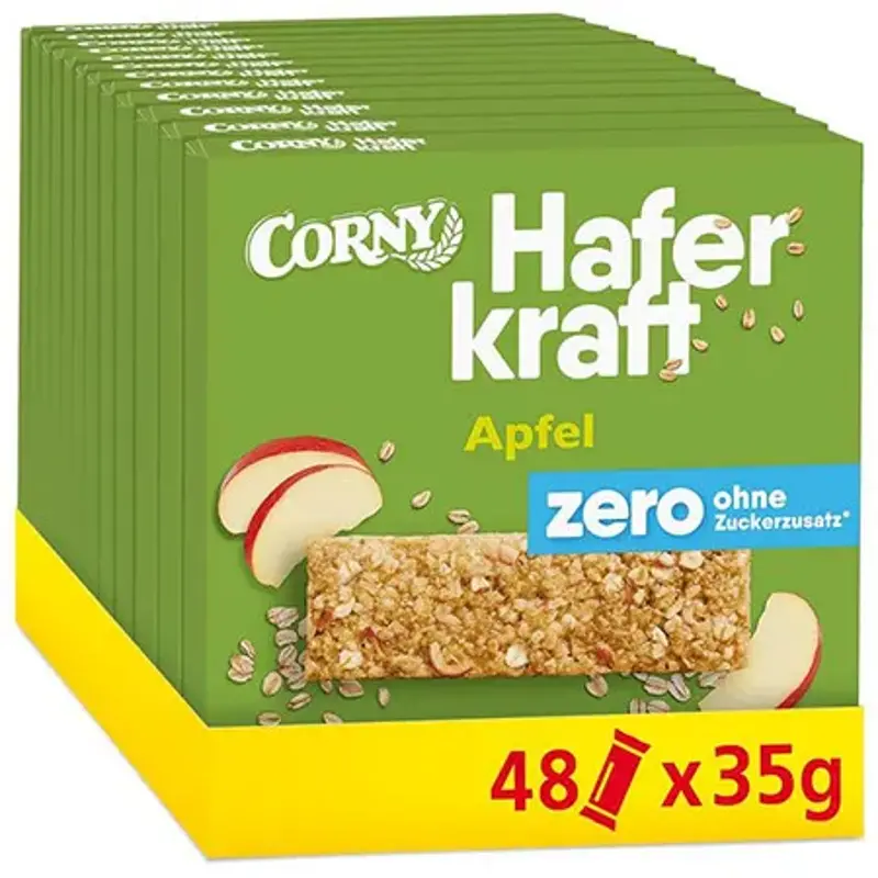 🍏 48er Pack Corny Haferkraft Zero Apfel Haferriegel (1,68kg) ab 22,69€ (statt 29€)