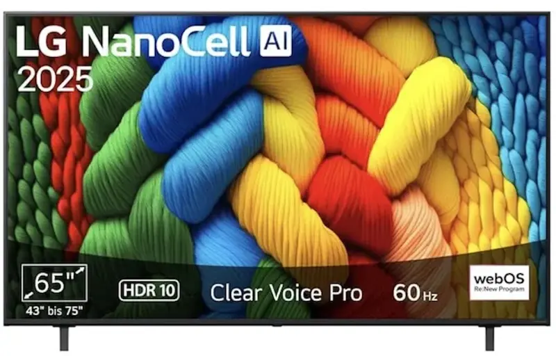 🔝📺 LG 65NANO80A6B – 65 Zoll 4K NanoCell AI TV für 499€ (statt 589€)