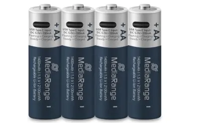🔋🔋 Mediarange 4er Pack AA Akku 1.5V (Mignon) mit USB-C für 11,49€ (statt 16€)