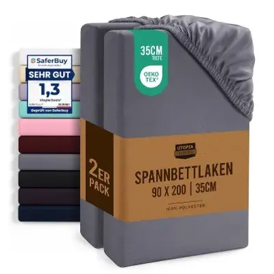 🛏️💨 2x Utopia Bedding Spannbettlaken 90x200cm in Grau für 14,99€ (statt 20€)