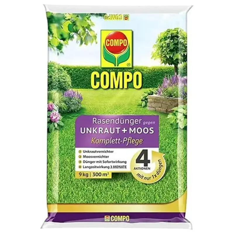 🏡 9kg COMPO Rasendünger gegen Unkraut + Moos für 46,28€ (statt 54€)