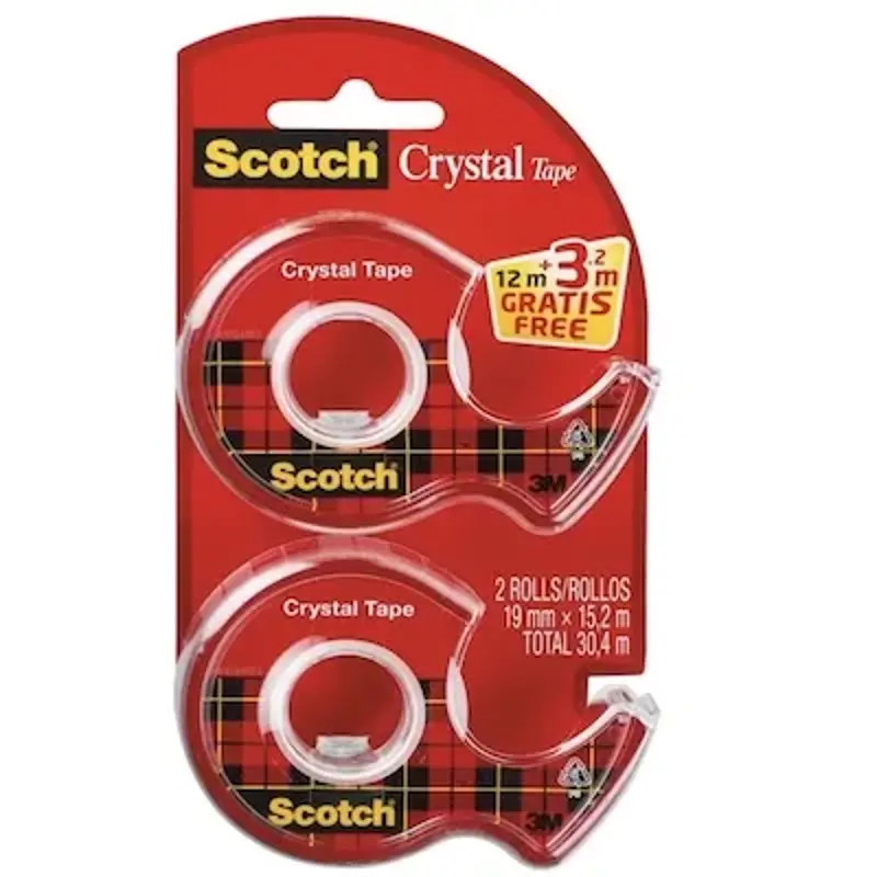 🩹 Scotch Crystal Klebeband mit 2 Rollen auf Abrollern für 2,81€ (statt 10€)