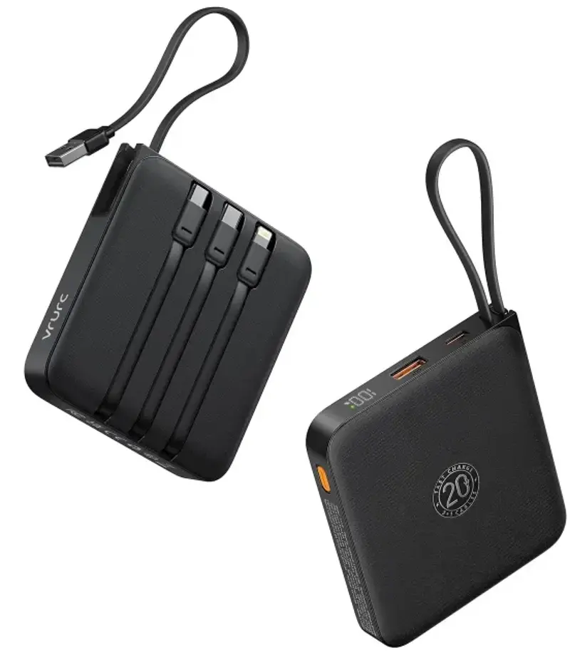 🔋 VRURC 22.5W QC3.0 20.000mAh Powerbank mit 4 Kabel für 15,99€ (statt 26€)
