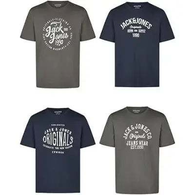 👕 4er Pack Jack & Jones T-Shirts 🧨 diverse Packs für 42,39€ (statt 55€) ➡️ nur 10,59€ pro Shirt