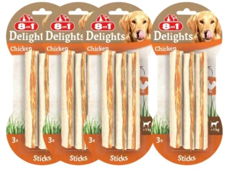 🐓💨🐕 4x 8in1 Delights Chicken Sticks mit je 3 Stück 🔥 ab 11,86€ (statt 16€)